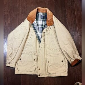 Vintage Nautica Mens Bomber Jacket with Brown Leather collar Size Medium